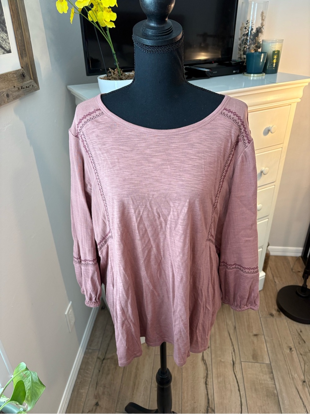 J. Jill NWOT Women's Dusty Rose Long Sleeve Scoop Neck Top, CL